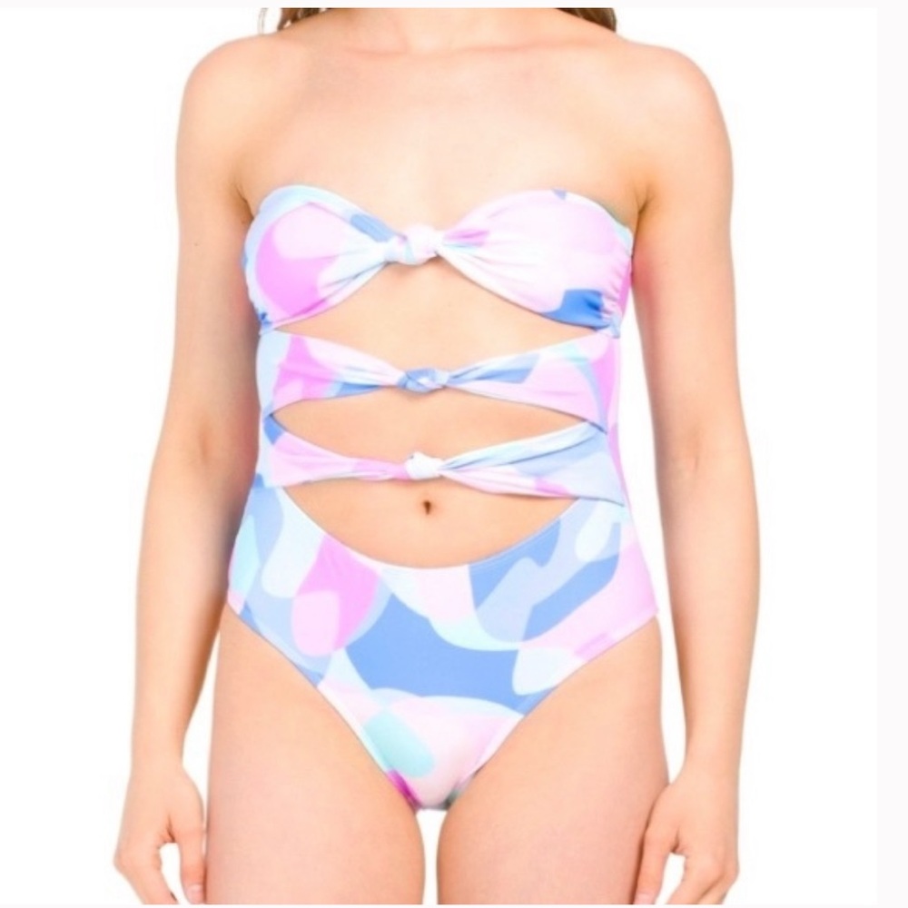 KIKIRIO NWOT Desert Oasis one piece cut out swimsuit multicolored
